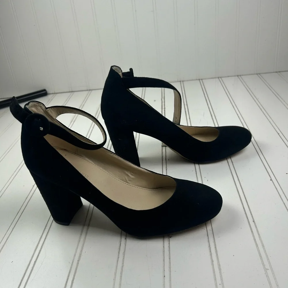 Marc Fisher Vintage Black Suede Velvet Block Heels Pumps Women’s Size 7.5M - Picture 4 of 10